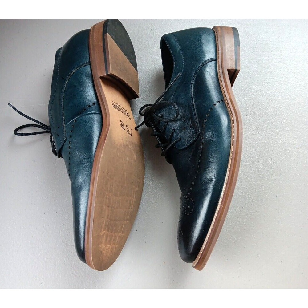 Stacy Adams Mens Blue Leather Dress Shoes 9 M Brogue Lace up Alaire Corporate - Picture 5 of 12